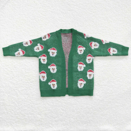 GT0357 Santa green long-sleeved sweater cardigan