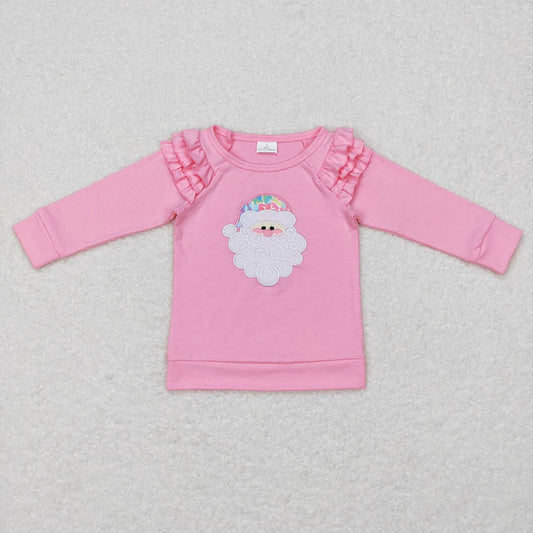 GT0369 Santa Claus embroidery colorful pattern pink lace long sleeves