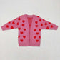 GT0372 Red Heart Rose Pink Pocket Long Sleeve Sweater Cardigan Valentine's Day