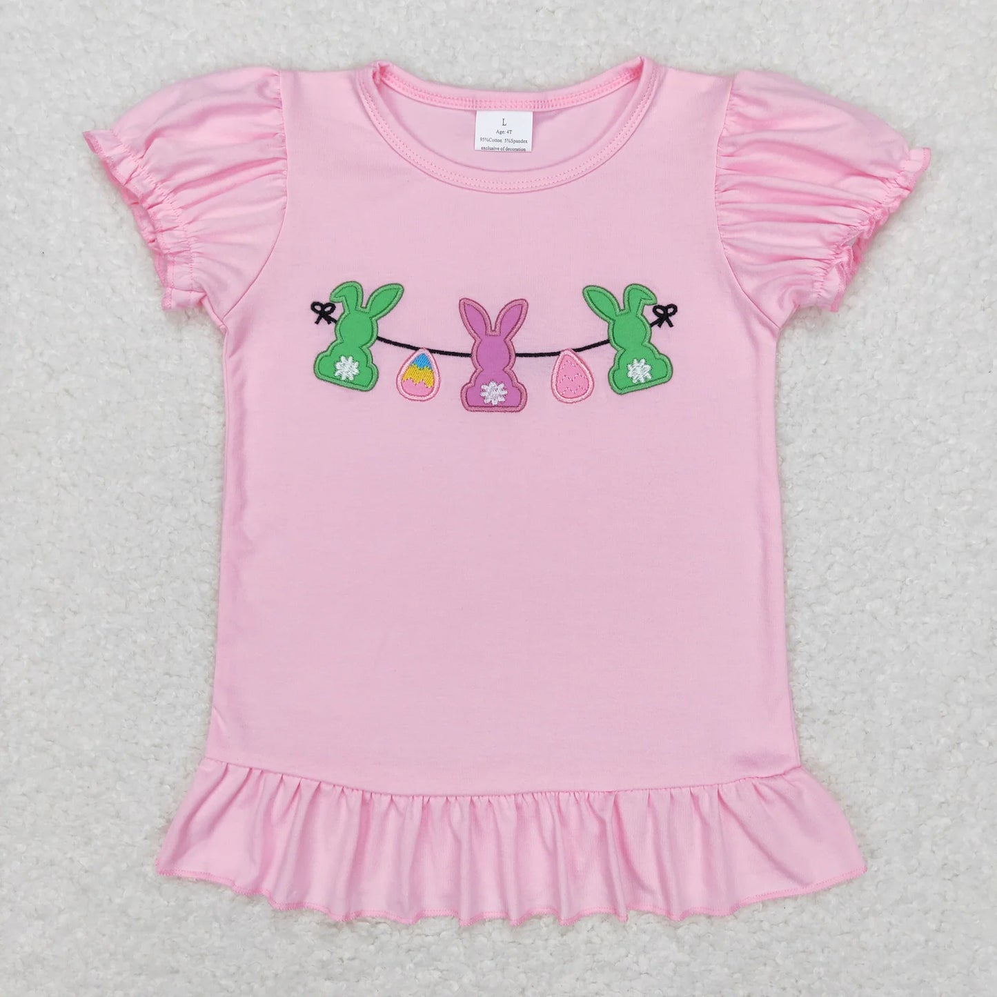 Sibling Baby Boys Girls Embroidery Eggs Rabbits Cross Easter Tee Shirts Top C10.22