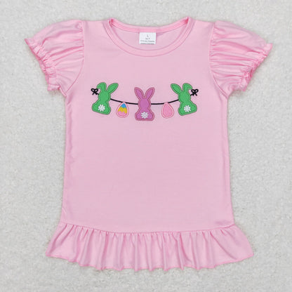 Sibling Baby Boys Girls Embroidery Eggs Rabbits Cross Easter Tee Shirts Top C10.22