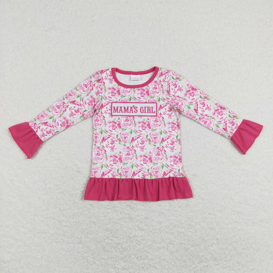 GT0403mama's girl embroidered letter flower rose red long-sleeved top Valentine's Day