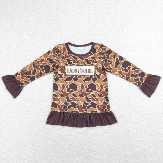 GT0404 embroidered daddy's girl lettering brown camouflage long-sleeved top
