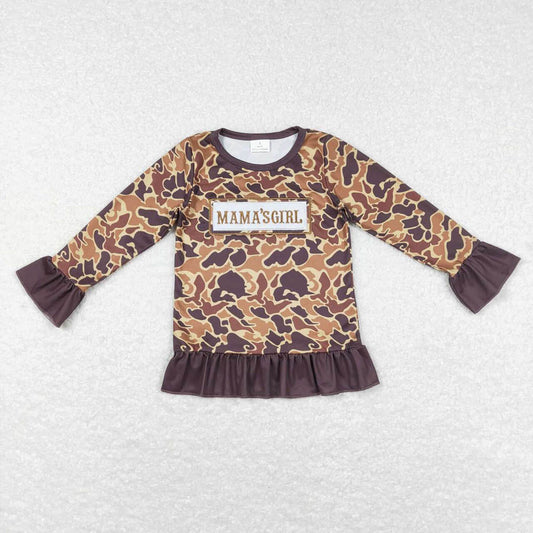 GT0405mama's girl embroidered letters brown camouflage long sleeves