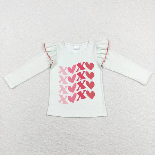 GT0441xoxo Letters Love Lace Long Sleeve Top Valentine's Day