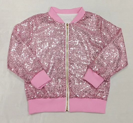 GT0541 Baby Girls Shiny Pink Sequin Jacket Coat Pre order