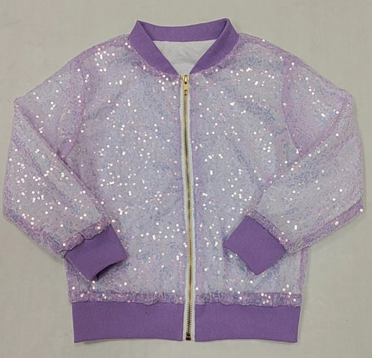 GT0559Baby Girls Lavender Concert Wear Singer Color Long Sleeve Sequin Jackets Preorder