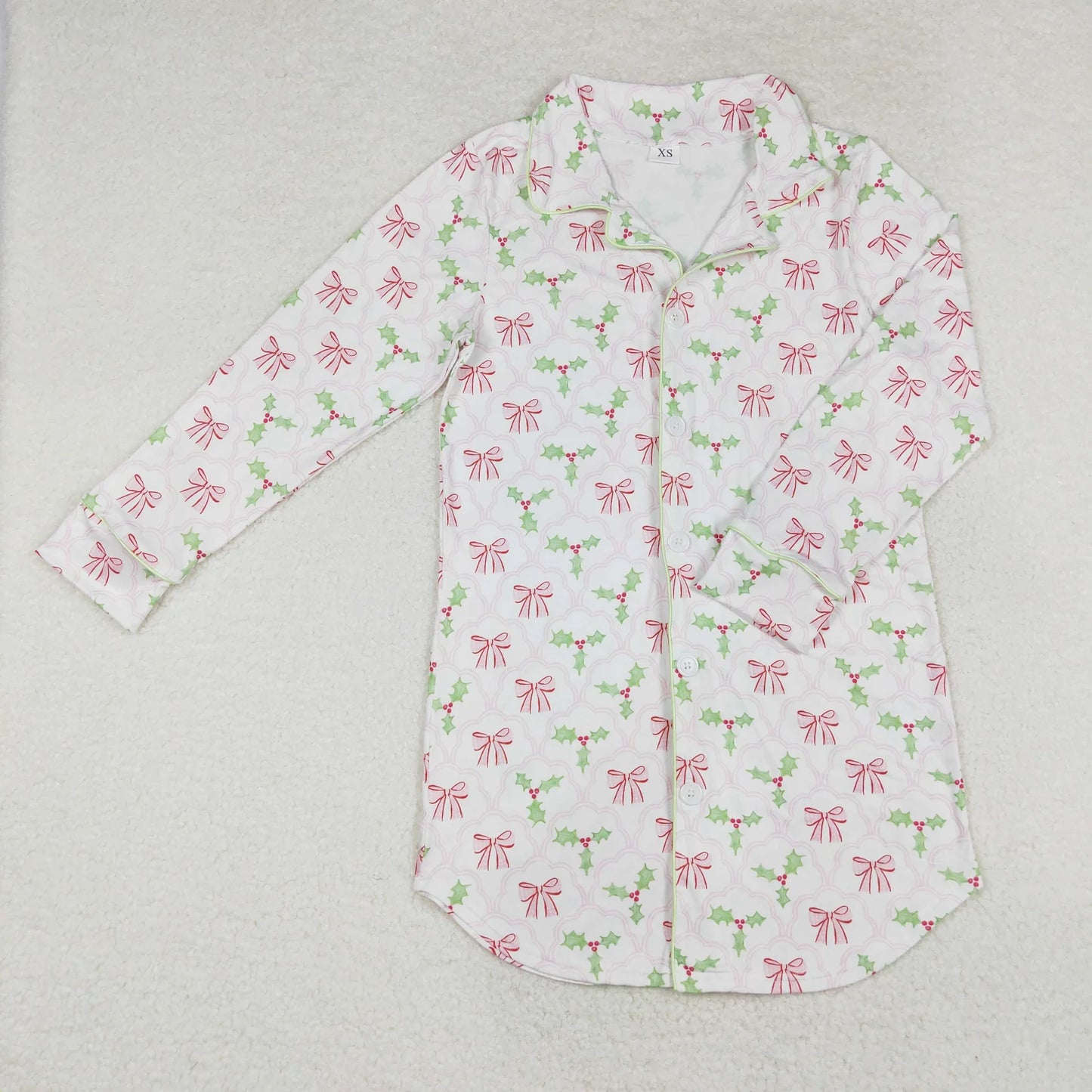 Sibling Adult Women Long Sleeve Gingerbread Holly Deer Christmas Button Shirts Top C11.6