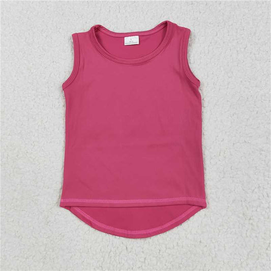 RTS GT0982  Baby Girls Sleeveless Vests Tops Hot Pink Yoga