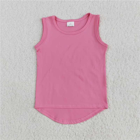 RTS GT0983 Baby Girls Pink Sleeveless Vest Tops Infant Casual Cotton Clothes Pink V-Neck Vest