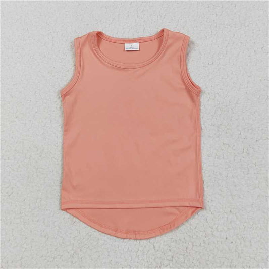RTS GT0984 Baby Girls Sleeveless Peach Yoga Vests Tops for Kids Comfortable Breathable Organic Cotton Vest Top
