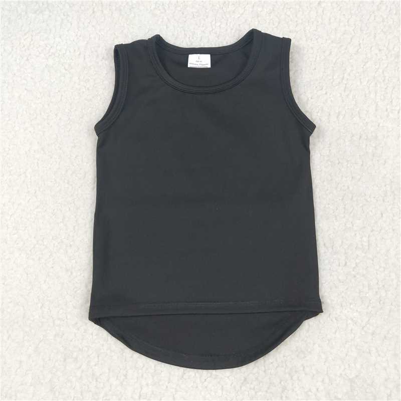 RTS GT0987 Baby Girls Black Yoga Sleeveless Vest Top for Kids Comfortable Breathable Gymnastics Tank Top for Girls
