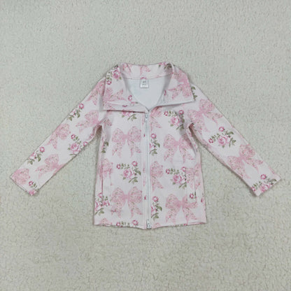 Sibling Baby Girls Flowers Bows Pockets Zipper Yoga Active Pullovers Top C9.1