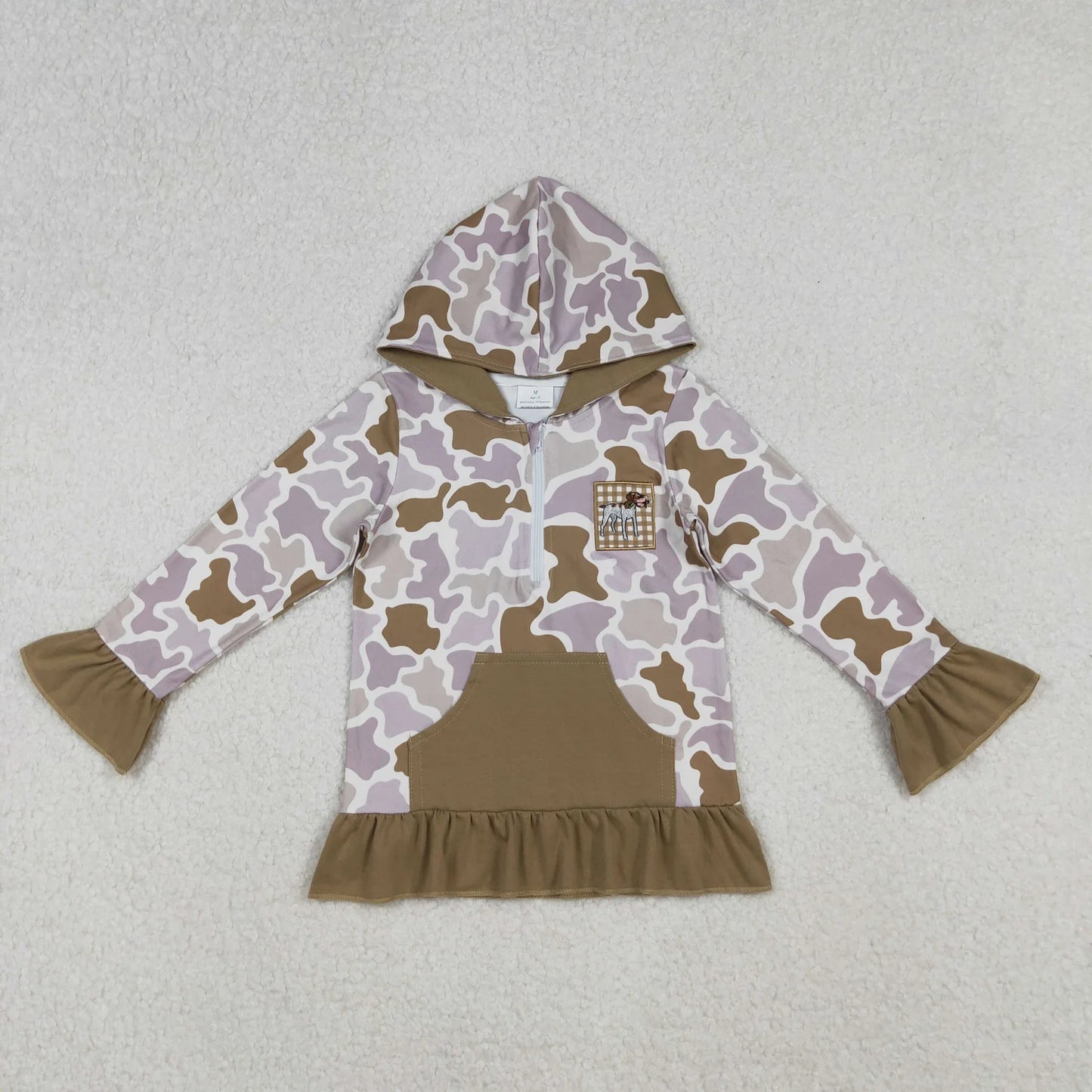 Sibling Baby Boys Girls Embroidery Dog Duck Camo Pocket Zipper Hunting Hoodies Top C10.25