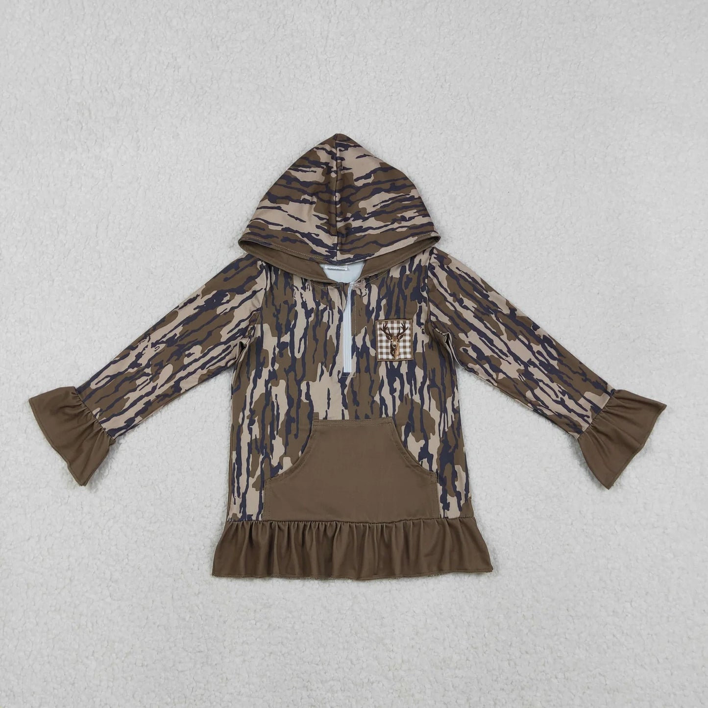 Sibling Baby Kids Camo Embroidery Ducks Dogs Deer Pocket Zip Hunting Hoodies Top C12.9