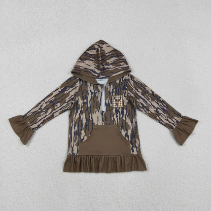 Sibling Baby Kids Camo Embroidery Ducks Dogs Deer Pocket Zip Hunting Hoodies Top C12.9