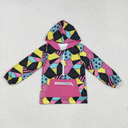 Sibling Baby Girls Colorful Patchwork Ghosts Pocket Zipper Halloween Hoodies Top C10.24