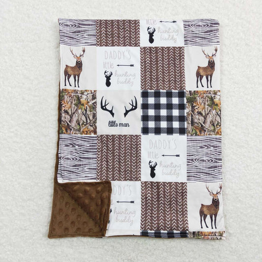 BL0104 elk hunting plaid brown baby blanket
