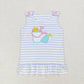 GT0568 Embroidered beach ball Starfish barrel blue and white striped sleeveless top