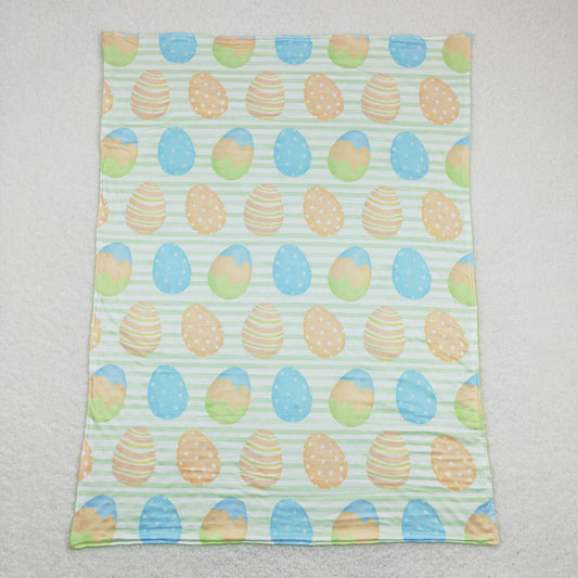BL0121 Easter egg green and white striped baby blanket