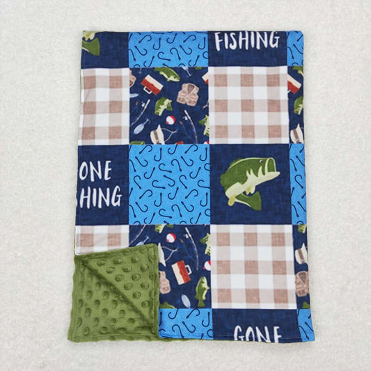 BL0097 Fishing letter green baby blanket