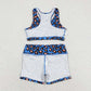 GT0517+ SS0214 Blue-orange leopard print sleeveless top and shorts yoga suit