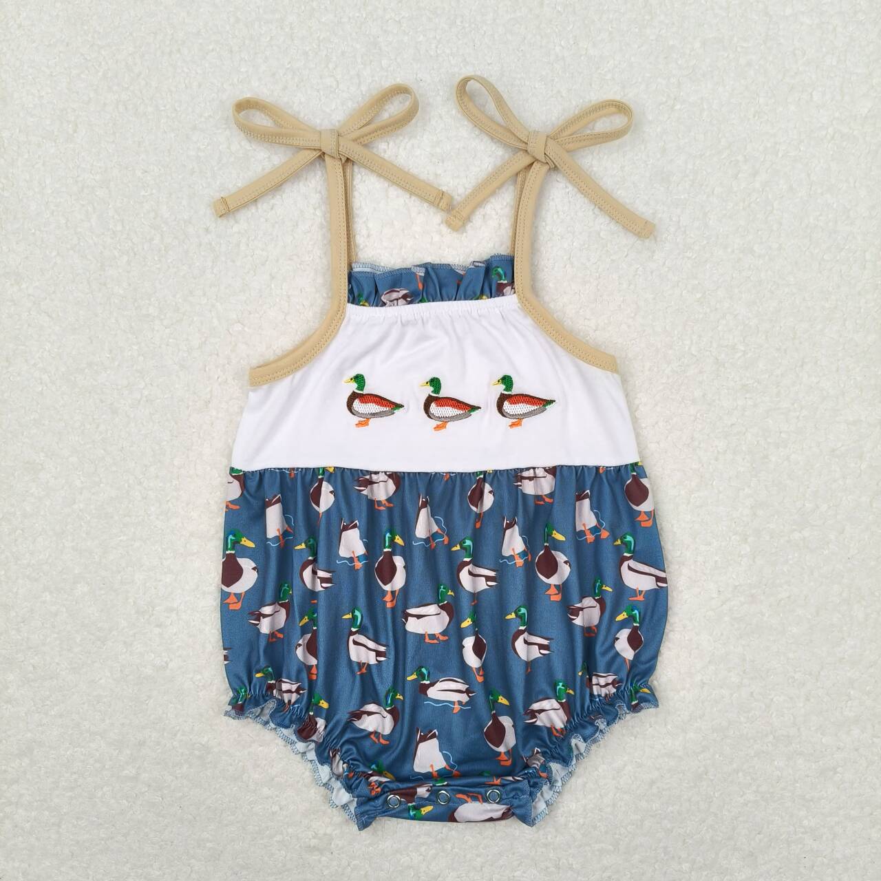 SR1133 Embroidered duck blue camisole jumpsuit