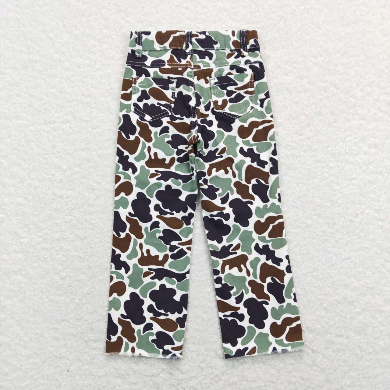 P0413 Brown green camouflage hole Denim trousers