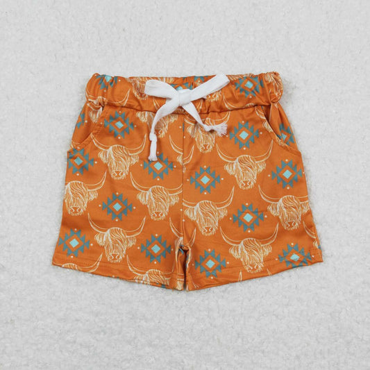 SS0208 Alpine bull head geometry orange shorts