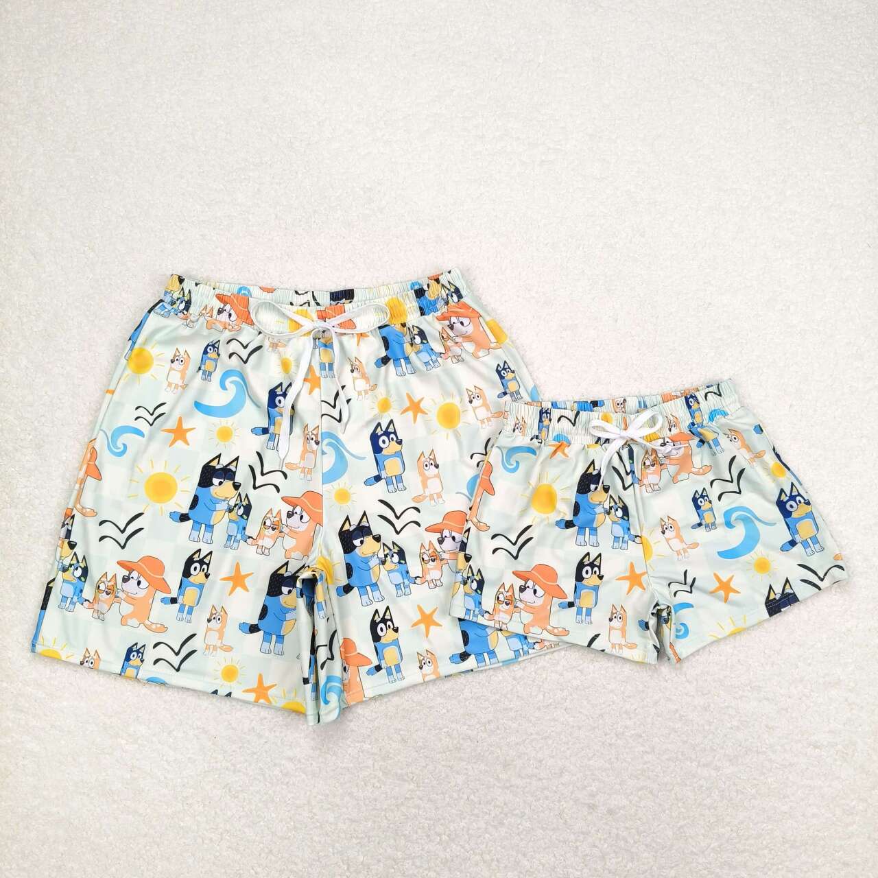 S0360 Adult male cartoon dog Sun light yellow swim trunks