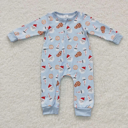 Sibling Baby Kids Cookie Milks Santa Button Top Pants Christmas Pajamas Sets Zipper Footie Rompers C9.30