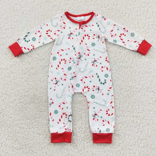 Family Sibling Candy Cane Snowflake Top Pants Christmas Pajamas Sets Zipper Footie Rompers Women Pants C9.30