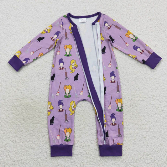 LR0514 Halloween purple long sleeve onesie