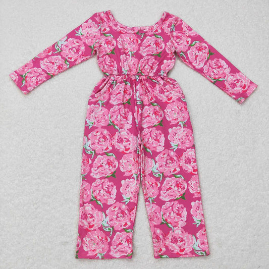LR0715 floral rose red long-sleeved jumpsuit