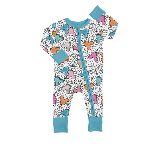LR0914Baby Infant Boys Cartoon Mouse Zip Rompers preorder