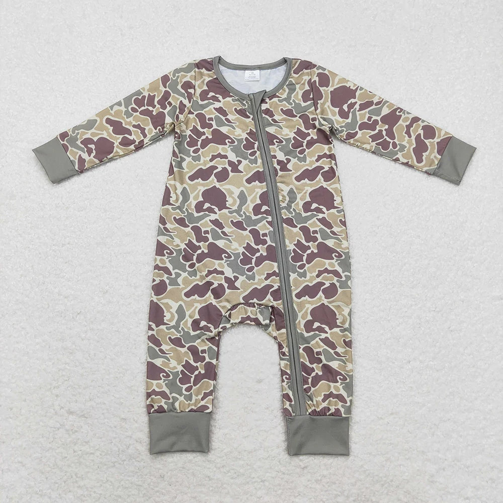 Sibling Bamboo Baby Infant Boys Western Camo Fall Zip Rompers 5.20