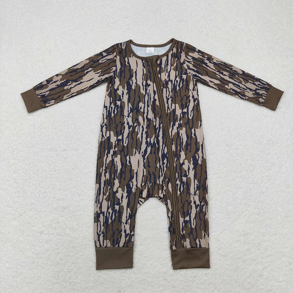 Sibling Bamboo Baby Infant Boys Western Camo Fall Zip Rompers 5.20