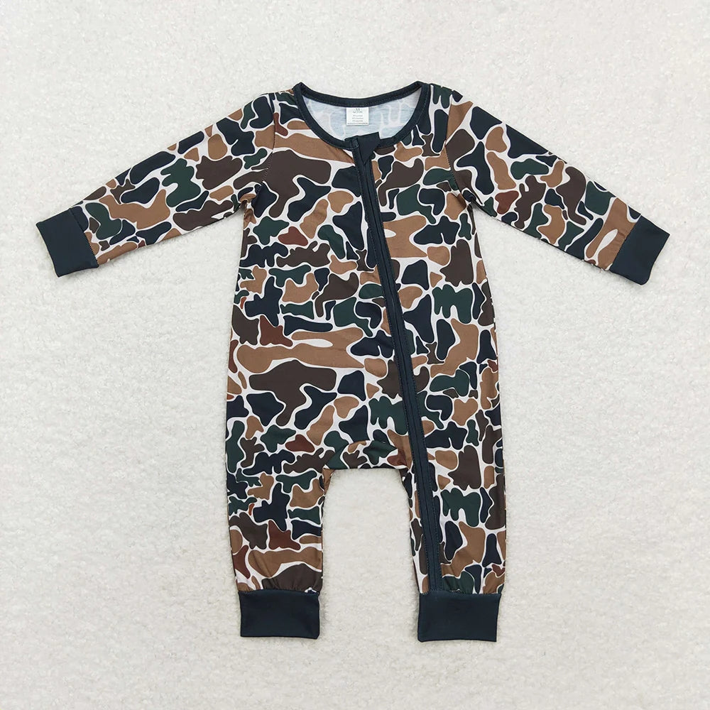 Sibling Bamboo Baby Infant Boys Western Camo Fall Zip Rompers 5.20