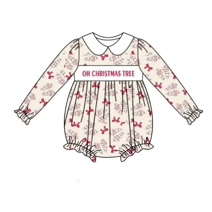 LR1907 Baby Infant Girls Christmas Tree Bows Long Sleeve Rompers preorder