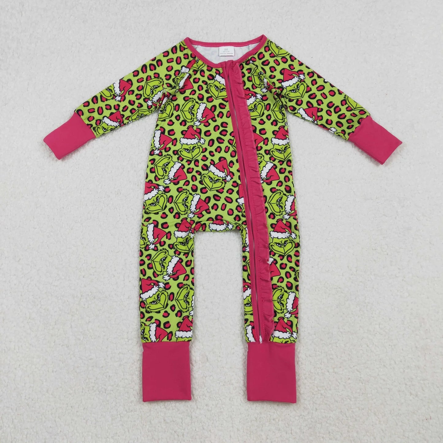 Mama and Me Leopard Grin Button Fur Sleeve Pajamas Sets Ruffle Dresses Zipper Rompers C10.31