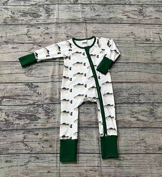 Sample LR2531 Cute Baby Boys Fishing Zipper Footie Rompers