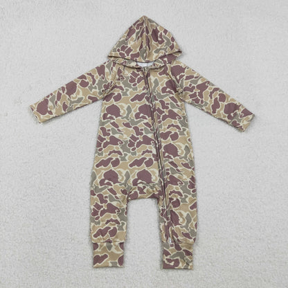 Sibling Baby Boys Southern Khaki Camo Hoodies Pockets Pants Set Zipper Convertible Rompers C12.6