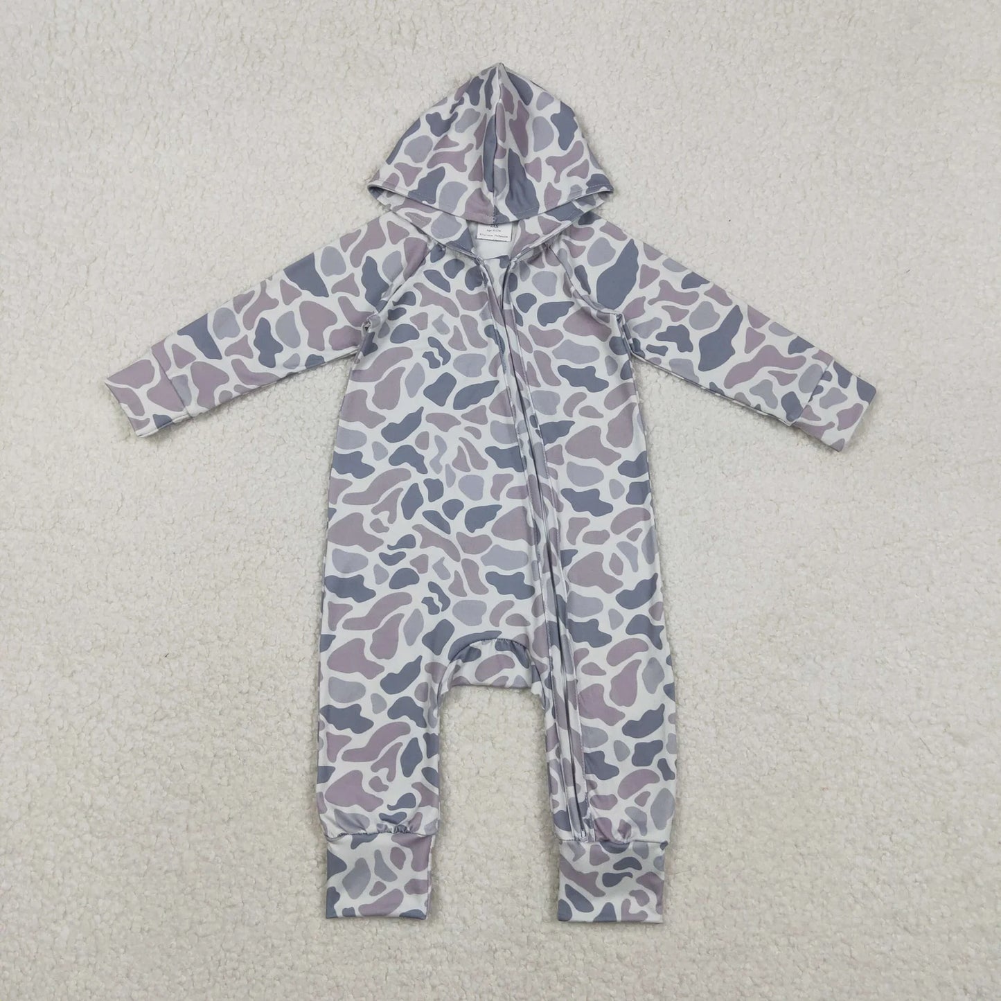 Sibling Baby Boys Southern Camo Hoodie Two Way Zip Convertible Rompers C11.25