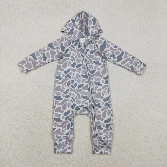 Sibling Baby Boys Southern Camo Hoodie Two Way Zip Convertible Rompers C11.25