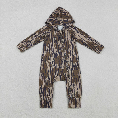 Sibling Baby Boys Southern Camo Hoodie Two Way Zip Convertible Rompers C11.25