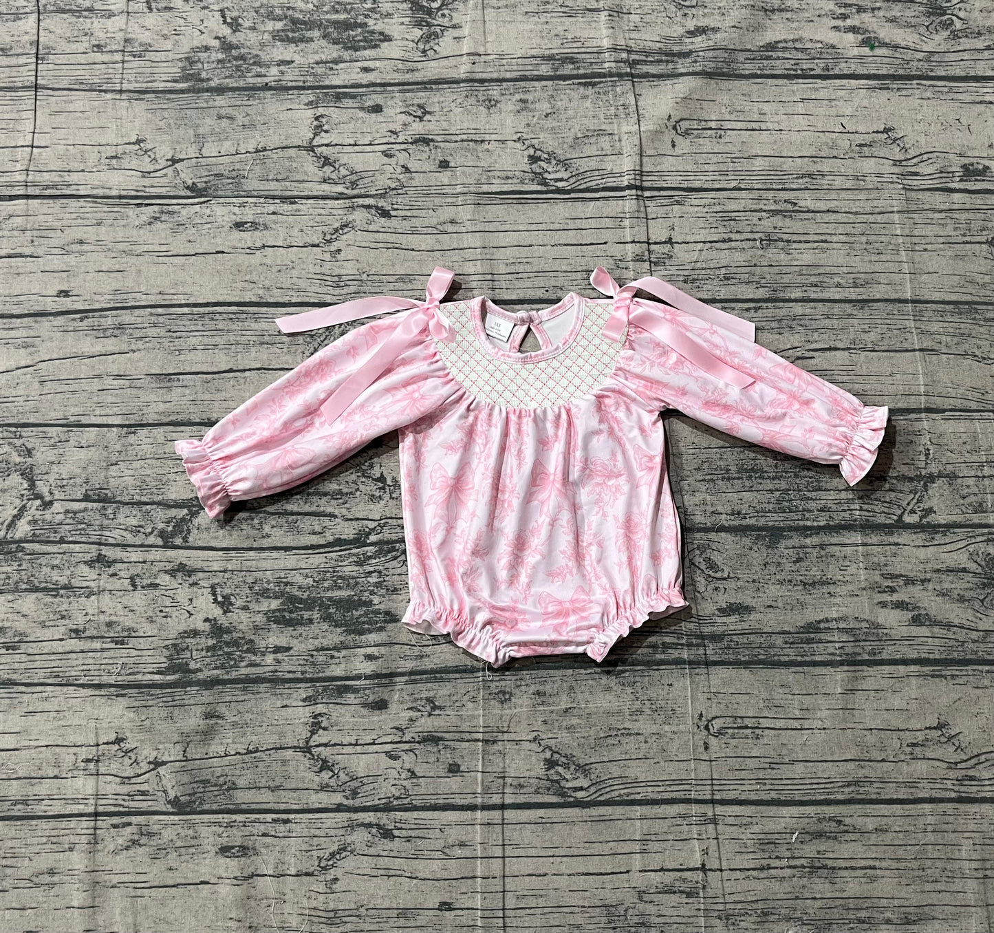 Sample LR2932 Cute Baby Girls Flowers Bows Long Sleeve Ruffle Rompers