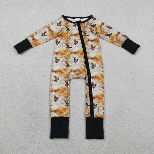 RTS LR2986 Baby Boys Ducks Hunting Two Way Zipper Convertible Rompers