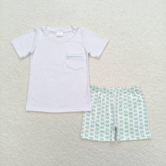 BSSO0797 White short-sleeved crab shorts suit