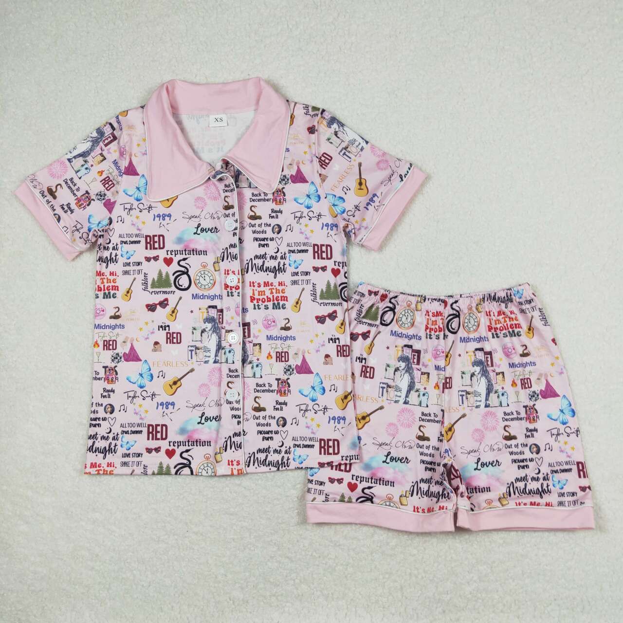 GSSO0923 adult country music singer pink short-sleeved shorts pajama suit