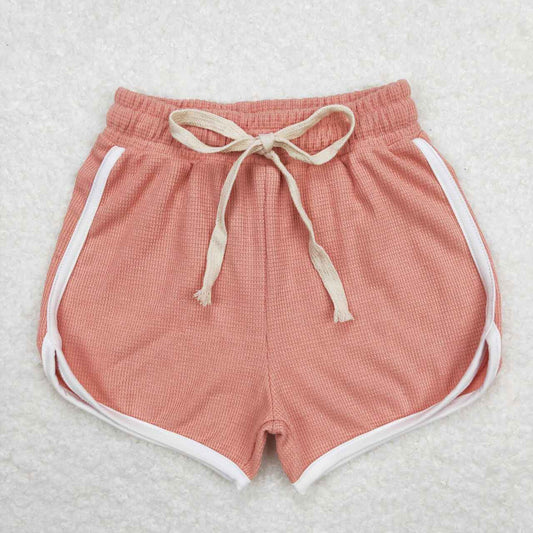SS0290 Pink orange waffle shorts
